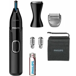 【Philips 飛利浦】日本 4合1電動修容器-電池式(電動鼻毛刀、電動耳毛刀、修耳鼻器、修眉刀、鬢角刀)