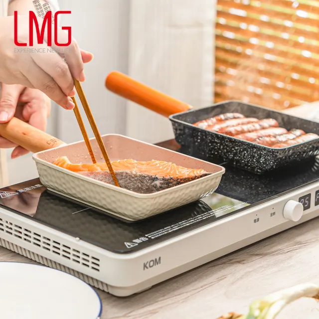 【LMG】雪藏系列不沾鍋雙鍋三件組-IH爐可用鍋(平底鍋28cm+玉子燒鍋+鍋蓋*1)