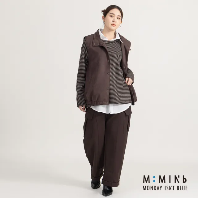 【M：MINb】都會風挺廓剪接造型工裝褲(深咖/中大尺碼女裝/XL女裝/女裝/工裝褲/肉肉女穿搭)