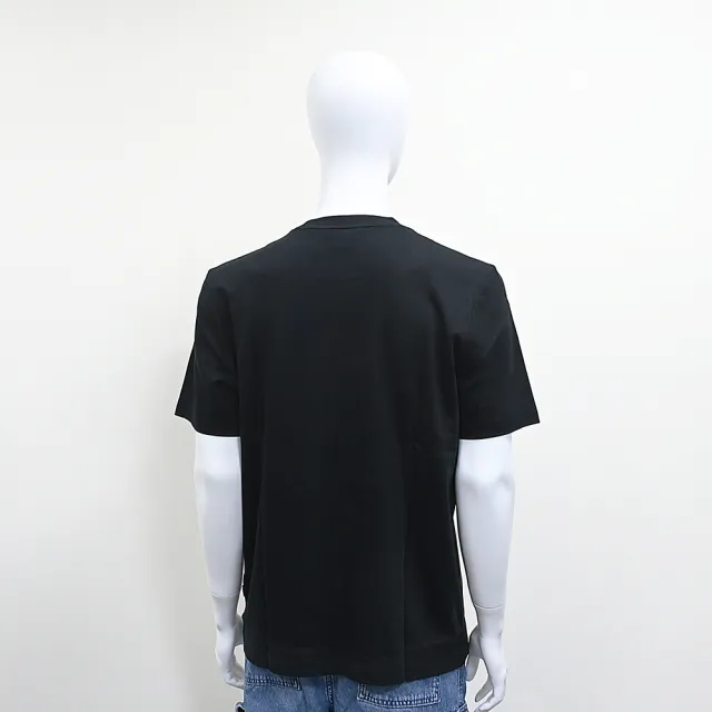 【BOSS】BOSS側邊黑標白字LOGO純綿陰影英文字設計圓領短袖T恤(男款/黑)