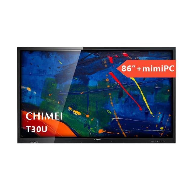 CHIMEI奇美 EB-86T30U 是一款86吋4K UHD解析度的顯示器，採用4:3比例設計，適合商務會議、教育教學與影音娛樂使用。具備高畫質表現與廣色域支援，提供清晰視覺體驗。內建多種接孔，支援HDMI、USB等多種訊號輸入，操作簡易，適合多種場景應用。