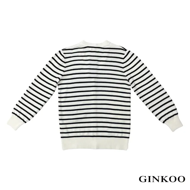 【GINKOO 俊克】V領條紋針織外套