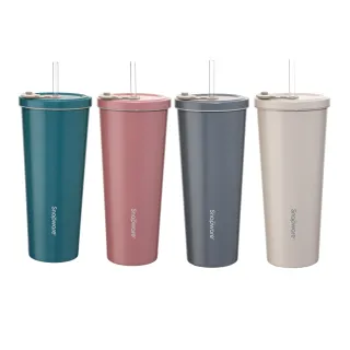 【CorelleBrands 康寧餐具】陶瓷不鏽鋼真空保溫吸管杯800ml(贈細吸管)-出清品