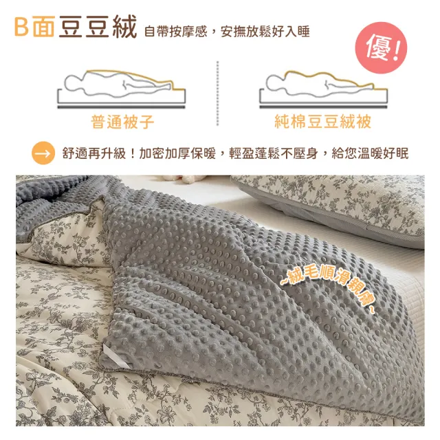 【米夢家居】秋冬兩用100%純棉豆豆絨雲朵保暖單人被-加長加厚2.8公斤-韓國流行懶人可水洗被(黑森林)