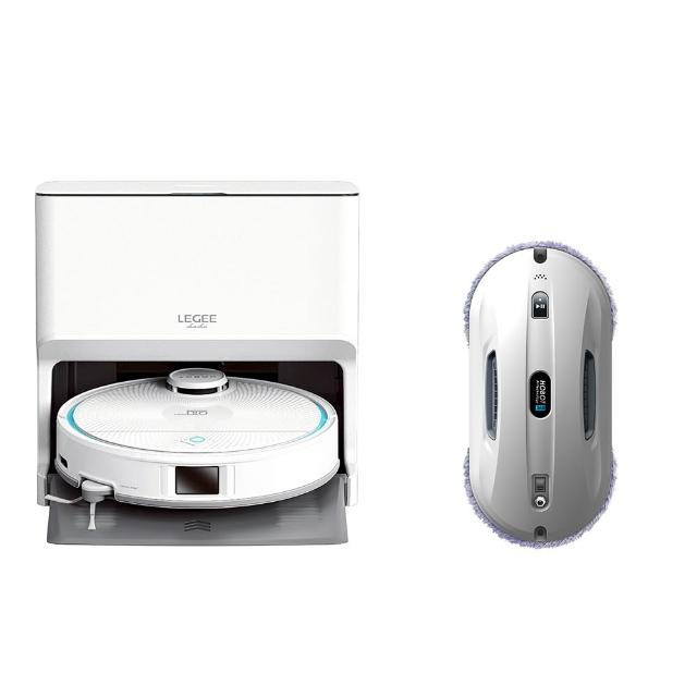 【HOBOT 玻妞】1+1掃除雙寶!雷姬環保壓縮掃拖地機+AI智慧操控擦窗機LEGEE-Q10 HOBOT-368
