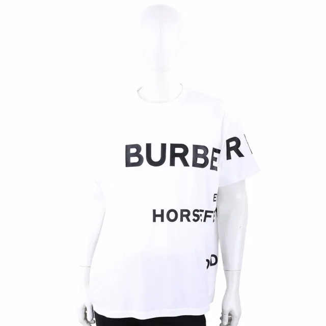 【BURBERRY 巴寶莉】Horseferry 印花棉質寬鬆短袖TEE T恤 男女可穿-白色