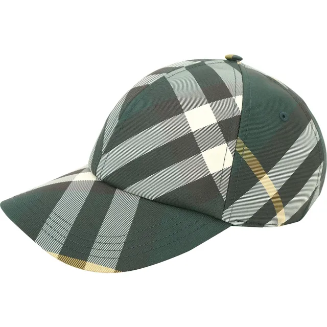 【BURBERRY 巴寶莉】格紋帆布棒球帽-常春藤綠
