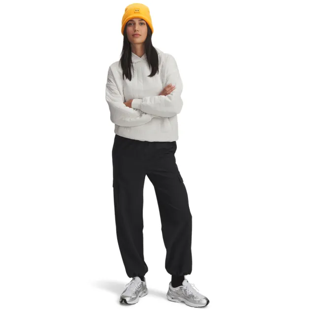 【UNDER ARMOUR】UA 女 Unstoppable Flc Txtr 長袖帽T_6003655-110(白色)
