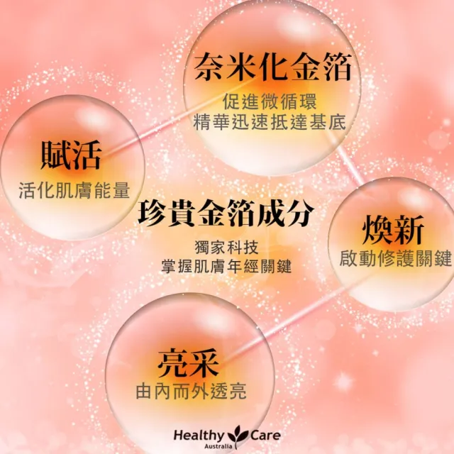 即期品【Healthy care】玫瑰金箔微導精華液 50ml 2入(澳洲原裝進口公司貨/添加大馬士革玫瑰花油)