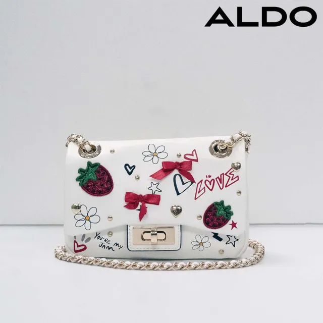 【ALDO】LOVEBAG-草莓塗鴉肩背包(白色)