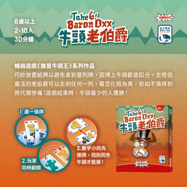 【新天鵝堡桌遊】牛頭老伯爵Take 6! Baron Oxx(全家一起來/越多人越好玩/送禮最大方)