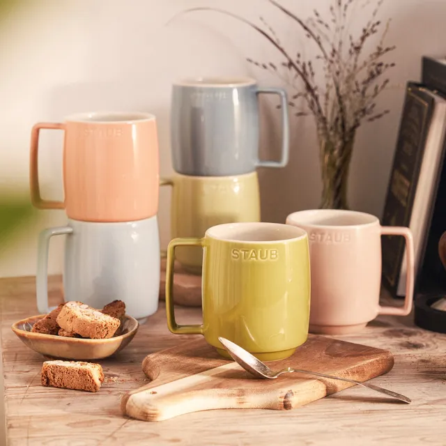 【法國Staub】馬卡龍拿鐵咖啡馬克杯6件組/350ml(德國雙人牌集團官方直營)