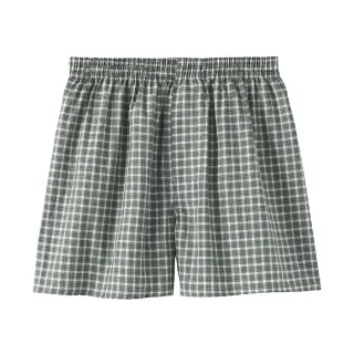【MUJI 無印良品】男柔滑前開平口褲(深灰/深藍/卡其綠格紋/煙燻藍格紋/粉紅直紋/淺藍直紋/淺深藍)