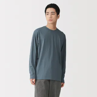 【MUJI 無印良品】男天竺圓領長袖T恤(白色/灰色/黑色/卡其/煙燻粉/煙燻藍/暗藍)