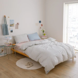 【翔仔居家】100%純棉 華爾紗 薄被套床包組4件組-莓果x海鹽芝士(特大/純棉床包/特大床包/床包被套)