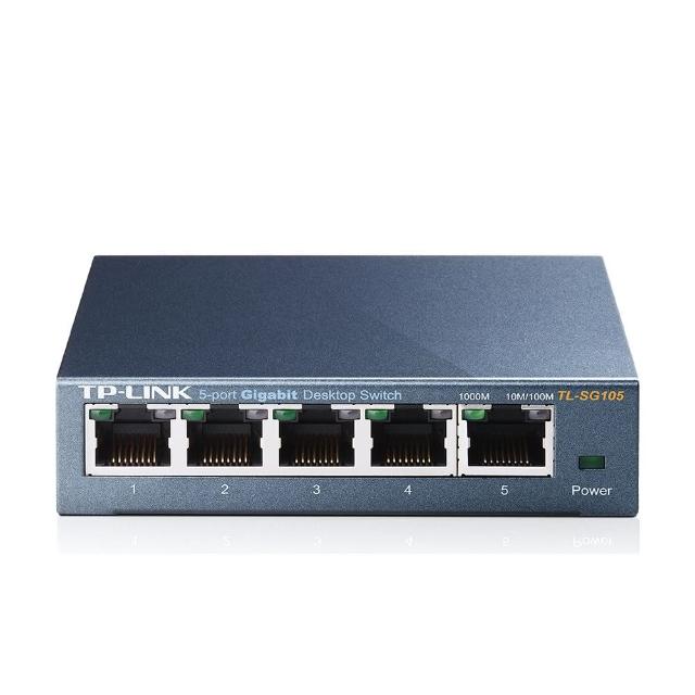 【TP-Link】5埠 Gigabit 桌上型 10/100/1000Mbps 專業級乙太網路交換器 隨插即用 鋼殼(TL-SG105)
