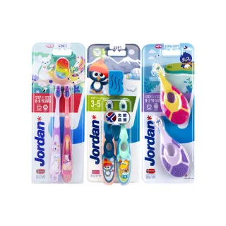 【Jordan】兒童適齡牙刷 6入組(2支X3件 三階段任選 顏色隨機)