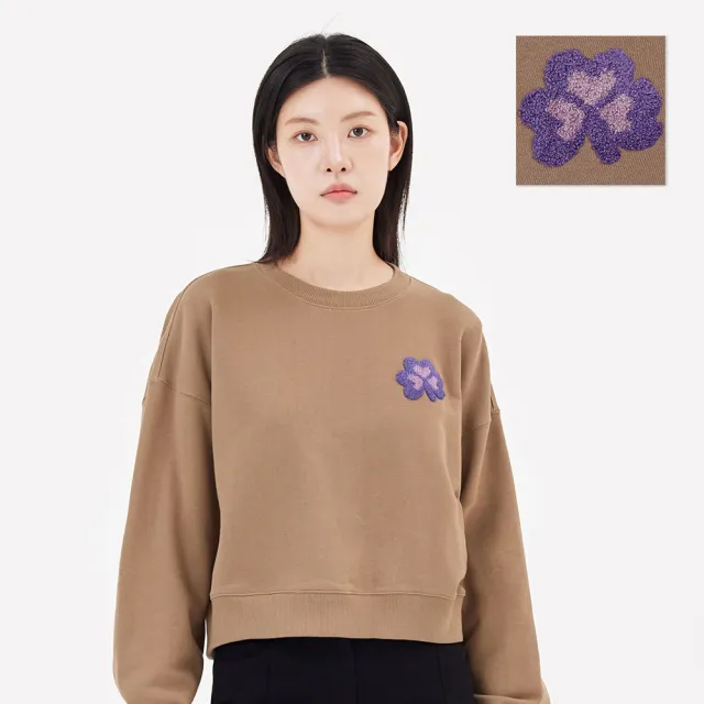 【Mark Gonzales】女裝 毛圈刺繡 CLUV 大學T-摩卡色