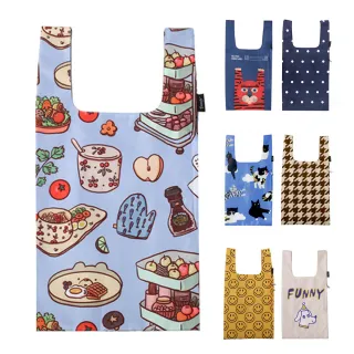 【吉豐洋行】真正高級質感防潑水密織尼龍折疊塗鴉包/春捲包/收納袋/手提袋/環保購物袋(多種圖案 