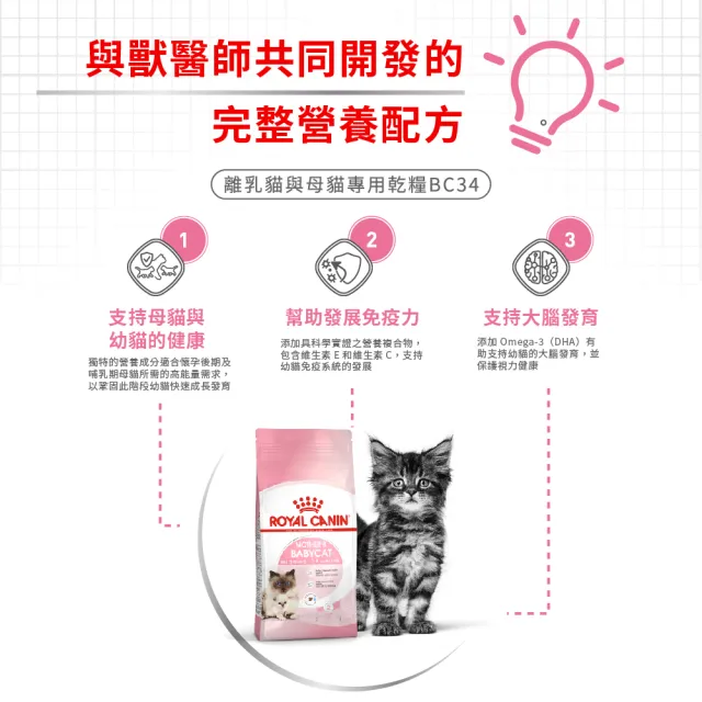 【ROYAL 法國皇家】離乳貓專用飼料 BC34 4KG(貓乾糧 貓飼料 免疫力 腸胃 孕母貓 坐月子)