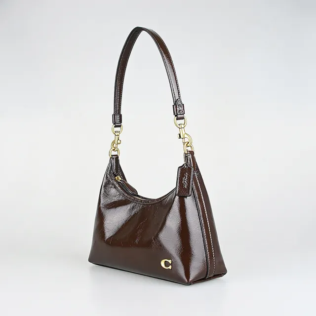 【COACH】COACH Juliet 25立體仿舊C字LOGO小牛皮拉鍊手提/肩背/斜背包(楓木棕)