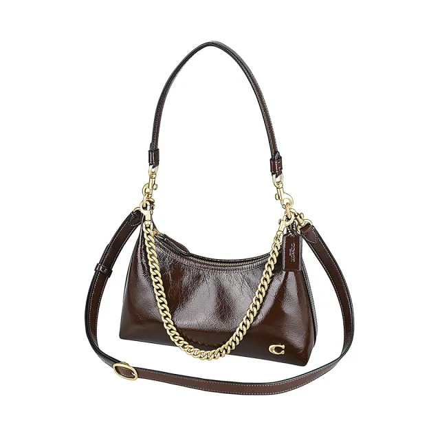 【COACH】COACH Juliet 25立體仿舊C字LOGO小牛皮拉鍊手提/肩背/斜背包(楓木棕)
