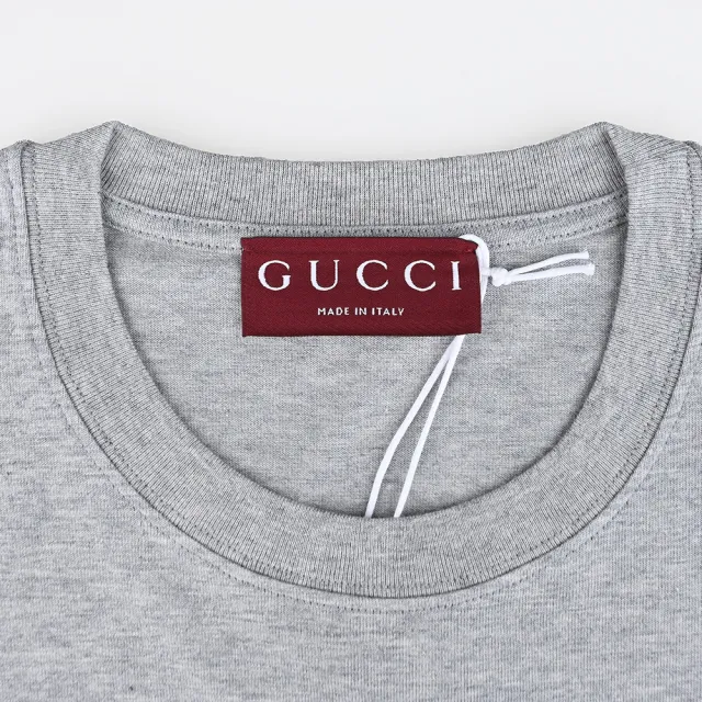 【GUCCI 古馳】GUCCI 印花圓領短袖T恤(男款/灰)