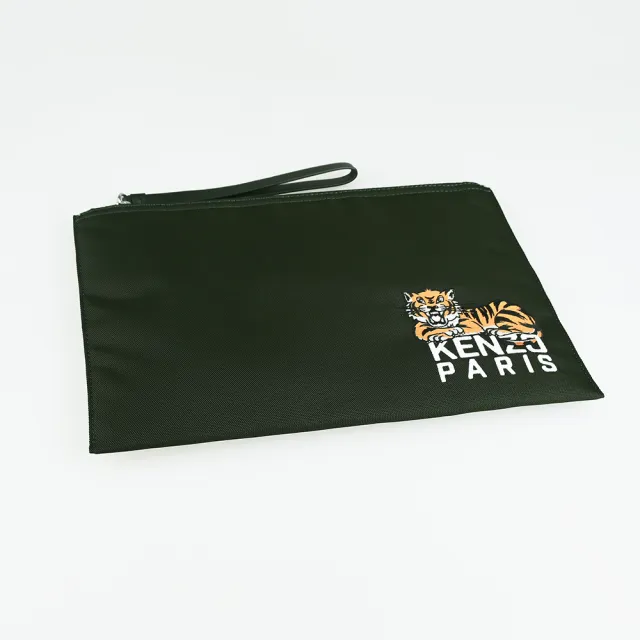 【KENZO】HAPPY TIGER 腕帶手拿包(深卡奇綠)