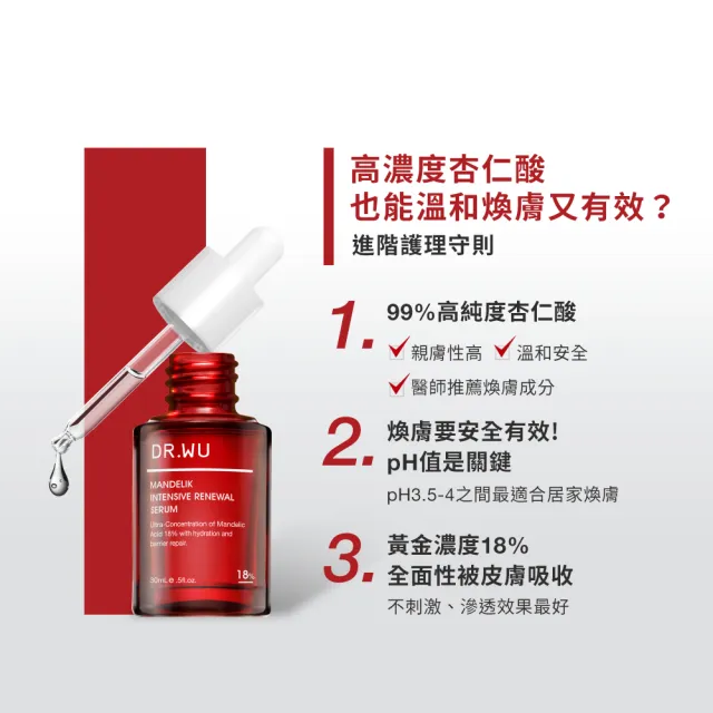 【DR.WU 達爾膚】杏仁酸亮白煥膚精華18% 30ML(2入組)