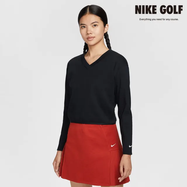 【NIKE GOLF】Nike 女款 V 領長袖高爾夫上衣 黑色(IH1946-010)