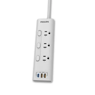 【Philips 飛利浦】5入組 新安規 3開3插 2USB+Type C PD 20W 延長線1.8米 (CHP8430)