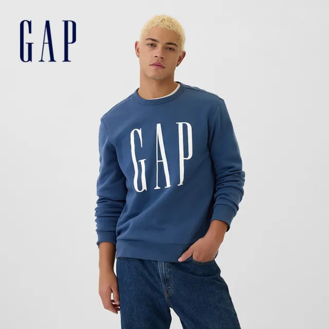【GAP】男女裝 印花圓領大學帽T/圓領長袖T恤/長袖針織衫-多款任選(542214&792656&791281&645634)