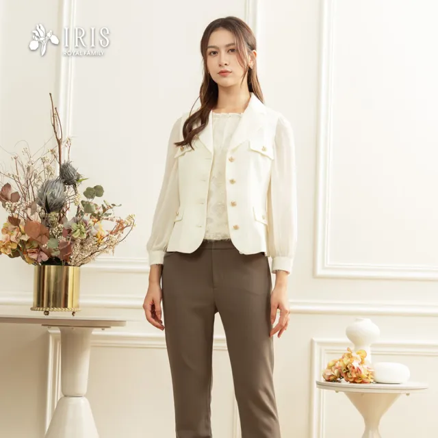 【IRIS 艾莉詩】知性高雅翻領背心外套-2色(56507)