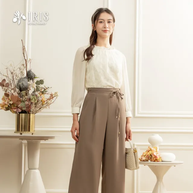 【IRIS 艾莉詩】垂墜感直筒寬褲-卡其色(56311)