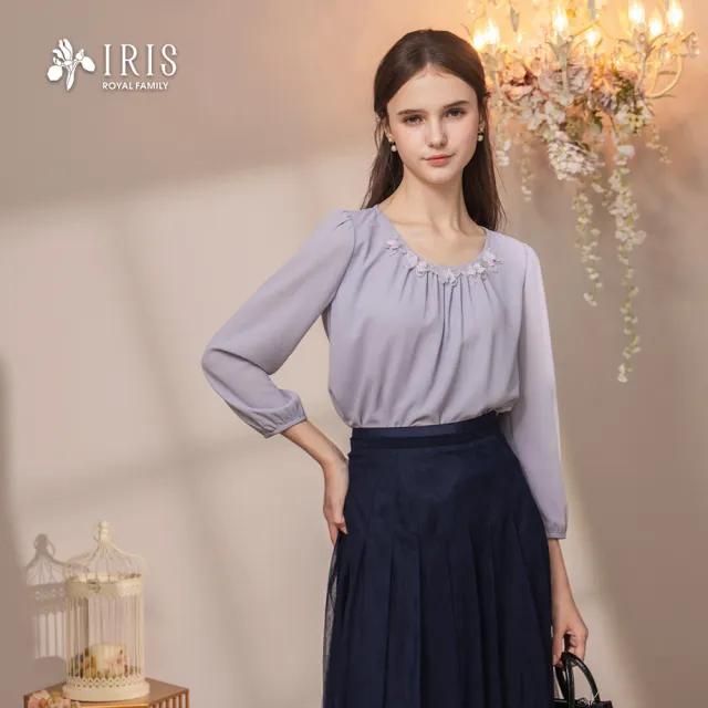 【IRIS 艾莉詩】柔魅蝴蝶飾上衣-2色(56127)