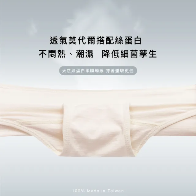 【Clany 可蘭霓】台灣製絲蛋白莫代爾美膚內褲 ｜透氣低敏中腰包臀女內褲 M–XL(2152-92 薰衣草紫)
