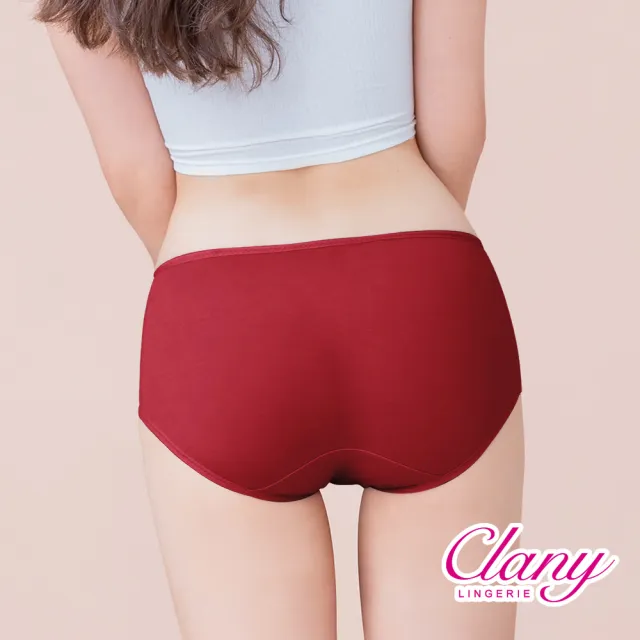 【Clany 可蘭霓】台灣製絲蛋白莫代爾美膚內褲 ｜透氣低敏中腰包臀女內褲 M–XL(熱情紅 2152-96)