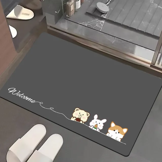 【嵐楓居家】4入奈米絨面軟式硅藻土吸水止滑地墊(踏墊/浴室.廚房地墊/速乾)