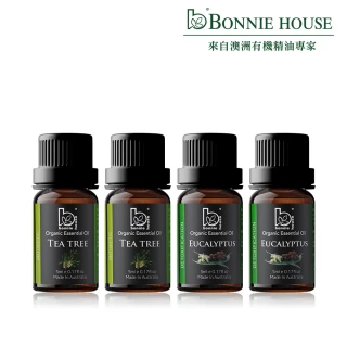 【Bonnie House 植享家】雙有機認證精油超值組(尤加利精油5ml*2+茶樹精油5ml*2)