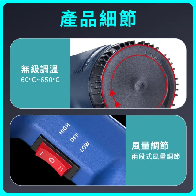 工業級熱風槍 收縮膜 1800瓦 軟化水管 165-HG1800 工業熱風槍 熱縮膜 風力調整 無極調溫熱風槍