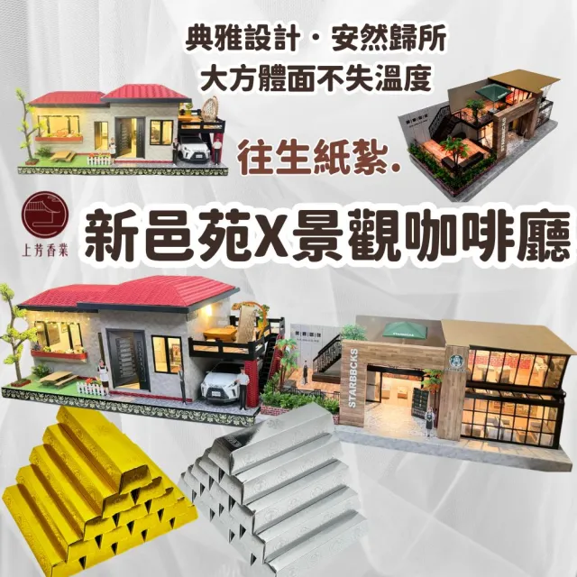 【上芳香業】紙紮屋 小爐口 新邑苑+景觀咖啡廳(火化 法會 靈厝 滿七 告別式 五行屋 庫錢 功德法會 靈厝)