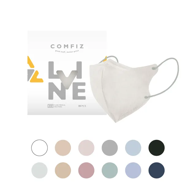 【COMFIZ 康菲】康菲成人立體V型醫療口罩(有鼻樑壓條/大包裝/獨家V-LINE精緻剪裁)