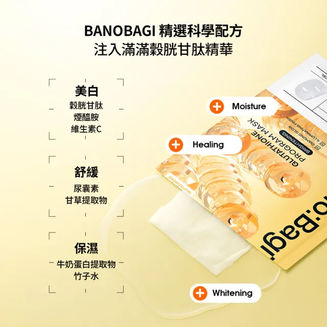 【BANOBAGI】官方直營 穀胱甘肽亮白安瓶面膜 25g x5入/盒(韓國 院線級安瓶精華 穀胱甘肽 保濕 燈泡肌)