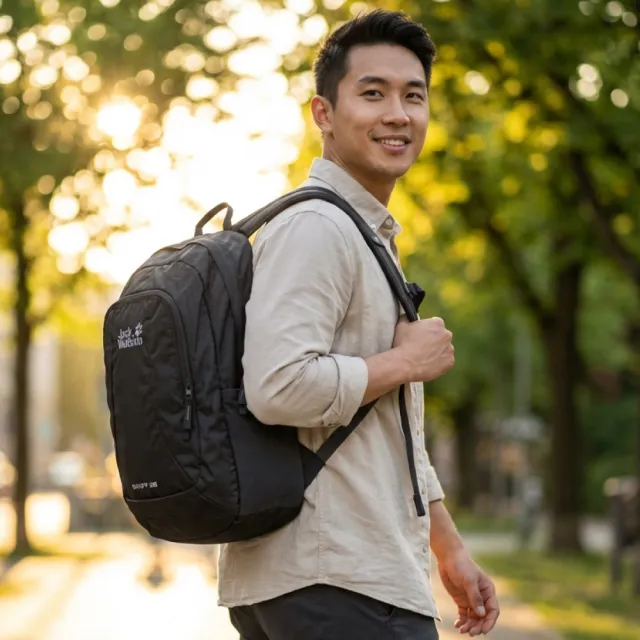 【Jack wolfskin 飛狼】BANFF 休閒背包 健行背包 25L (黑灰)