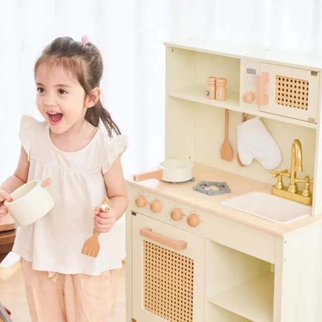 【woet by New Classic Toys】陽光小主廚木製廚房玩具（含配件9件）