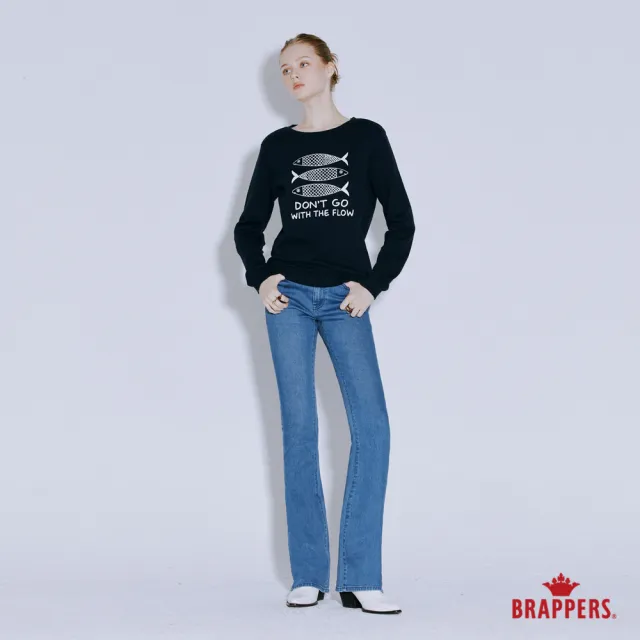 【BRAPPERS】女款 三條魚印花圓領上衣-深藍