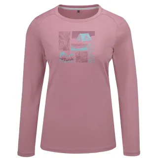 【ATUNAS 歐都納】女款循環長袖排汗T恤(A6TS2537WC霧粉/再生環保材/透氣/抗UV防曬/戶外休閒/吸濕排汗)