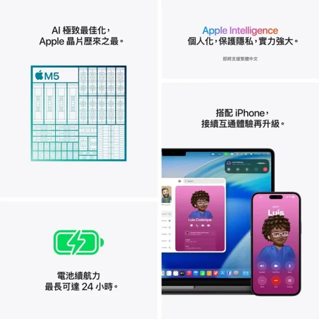 【Apple】2025 MacBook Pro 14吋 M5晶片 10核心CPU與10核心GPU 16G/1TB SSD