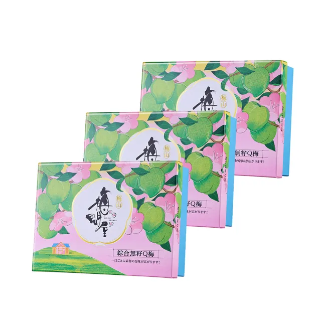 【梅問屋】綜合無籽Q梅 梅山禮盒X3盒 附提袋 中秋節禮盒 台灣青梅 無添加梅子 嘉義名產 SGS認證