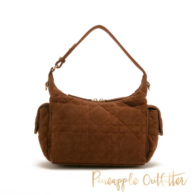 【Pineapple Outfitter】壓紋雙拉鍊斜肩包(絨棕色)